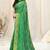 Green chiffon bandhej bandhani print golden zari lines border tassels saree with unstitched blouse piece