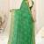 Green chiffon bandhej bandhani print golden zari lines border tassels saree with unstitched blouse piece
