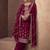 Designer Party Wear Silk Straight Suit in Deep Pink Hue