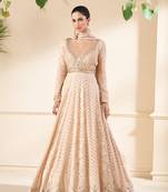 Light peach color georgette wedding wear anarkali suit