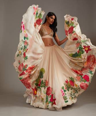 Gold Beige Lehenga Set 3