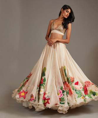 Gold Beige Lehenga Set 4