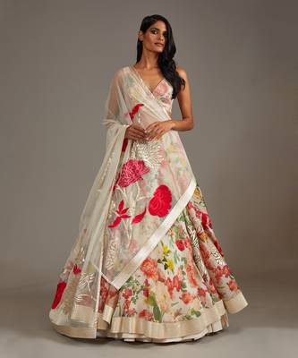 Ivory Floral Printed Lehenga Set 1