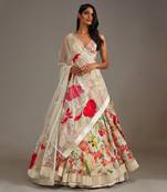 Ivory Floral Printed Lehenga Set