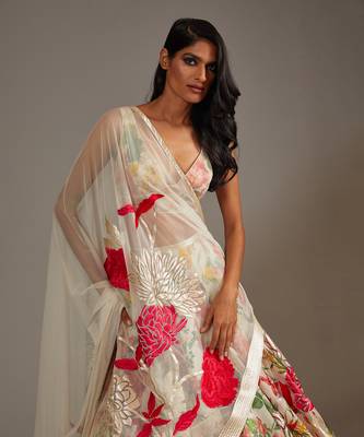 Ivory Floral Printed Lehenga Set 2