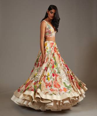 Ivory Floral Printed Lehenga Set 4