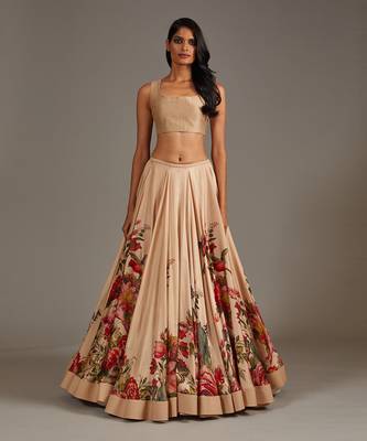 Beige Printed Lehenga Set 3