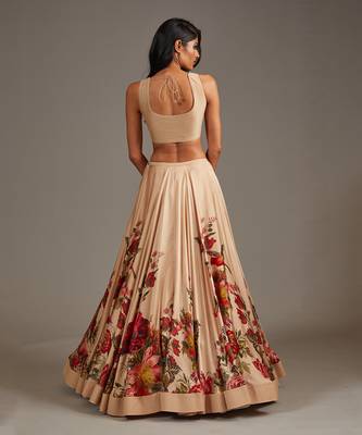 Beige Printed Lehenga Set 4