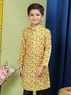 Tabard Cotton Full Sleeve Regular Fit Printed Kurta For Boys 3