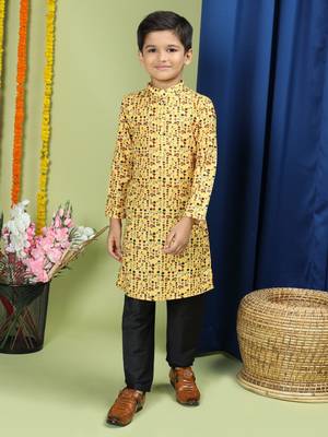 Tabard Cotton Full Sleeve Regular Fit Printed Kurta For Boys 1