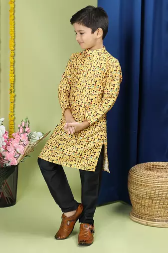 Tabard Cotton Full Sleeve Regular Fit Printed Kurta For Boys