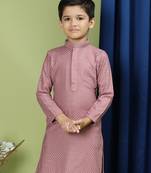 Tabard Cotton Full Sleeve Regular Fit Chikankari Embroidery Purple Kurta For Kids