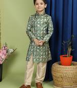 Tabard Cotton Full Sleeve Regular Fit Printed Kurta For Boys