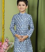 Tabard Cotton Full Sleeve Regular Fit Printed Kurta For Boys