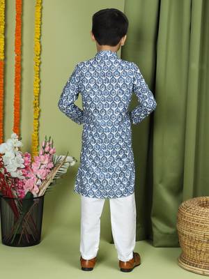 Tabard Cotton Full Sleeve Regular Fit Printed Kurta For Boys 2