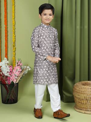 Tabard Cotton Full Sleeve Regular Fit Printed Kurta For Boys 1