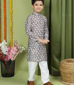 Tabard Cotton Full Sleeve Regular Fit Printed Kurta For Boys