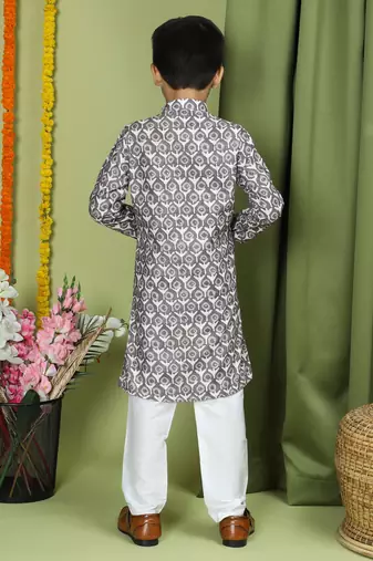 Tabard Cotton Full Sleeve Regular Fit Printed Kurta For Boys