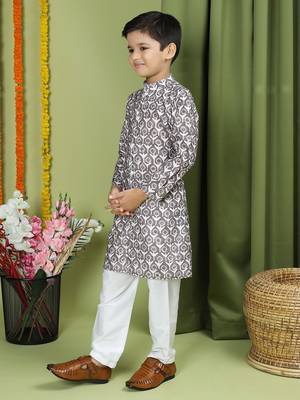 Tabard Cotton Full Sleeve Regular Fit Printed Kurta For Boys 3