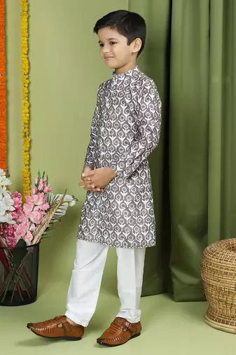 Tabard Cotton Full Sleeve Regular Fit Printed Kurta For Boys