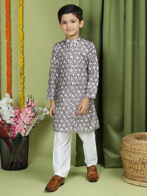Tabard Cotton Full Sleeve Regular Fit Printed Kurta For Boys 4