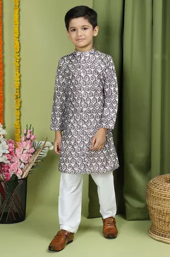 Tabard Cotton Full Sleeve Regular Fit Printed Kurta For Boys