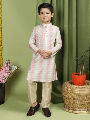 Tabard Cotton Full Sleeve Regular Fit Printed Kurta For Boys 1