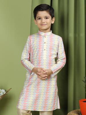 Tabard Cotton Full Sleeve Regular Fit Printed Kurta For Boys 4
