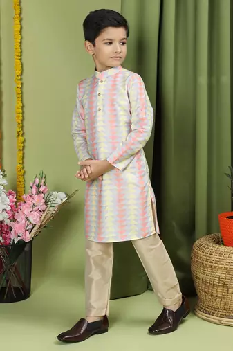 Tabard Cotton Full Sleeve Regular Fit Printed Kurta For Boys