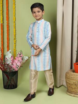 Tabard Cotton Full Sleeve Regular Fit Printed Kurta For Boys 4