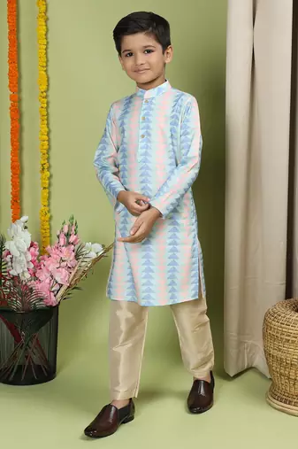 Tabard Cotton Full Sleeve Regular Fit Printed Kurta For Boys