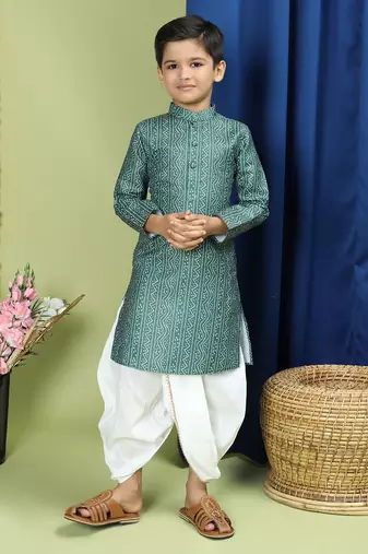 Tabard Cotton Full Sleeve Regular Fit Printed Kurta For Boys