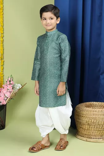 Tabard Cotton Full Sleeve Regular Fit Printed Kurta For Boys