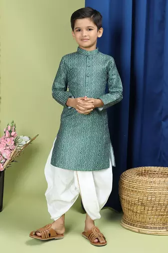 Tabard Cotton Full Sleeve Regular Fit Printed Kurta For Boys