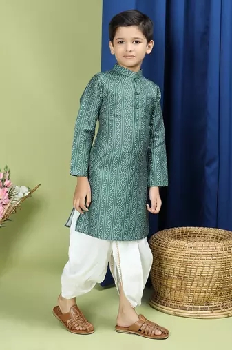 Tabard Cotton Full Sleeve Regular Fit Printed Kurta For Boys