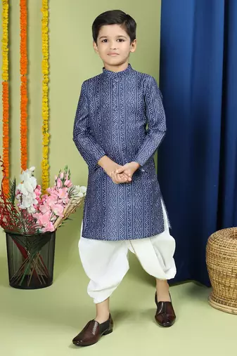 Tabard Cotton Full Sleeve Regular Fit Printed Kurta For Boys