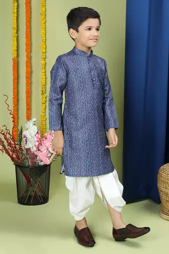 Tabard Cotton Full Sleeve Regular Fit Printed Kurta For Boys