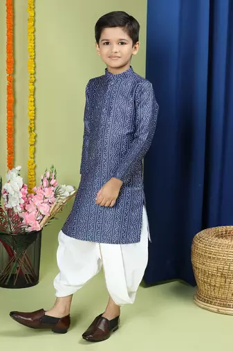 Tabard Cotton Full Sleeve Regular Fit Printed Kurta For Boys