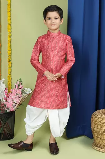 Tabard Cotton Full Sleeve Regular Fit Printed Kurta For Boys