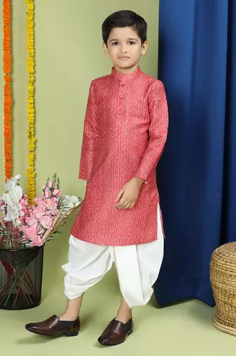 Tabard Cotton Full Sleeve Regular Fit Printed Kurta For Boys