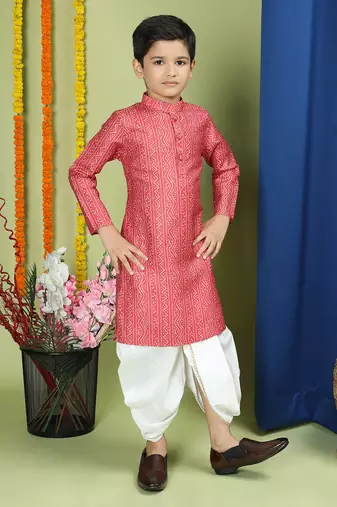 Tabard Cotton Full Sleeve Regular Fit Printed Kurta For Boys