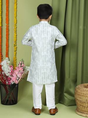 Tabard Cotton Full Sleeve Regular Fit Printed Kurta For Boys 2