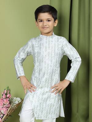Tabard Cotton Full Sleeve Regular Fit Printed Kurta For Boys 1