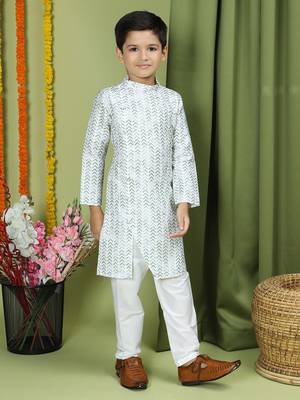 Tabard Cotton Full Sleeve Regular Fit Printed Kurta For Boys 5