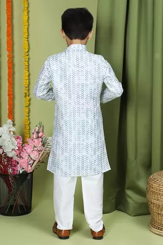 Tabard Cotton Full Sleeve Regular Fit Printed Kurta For Boys