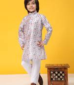 Pink jacquard silk kurta pajama set for boys ethnic wear