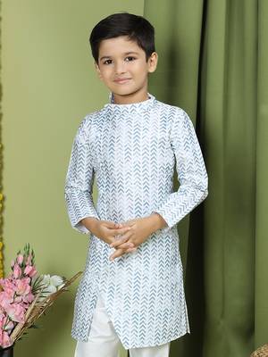 Tabard Cotton Full Sleeve Regular Fit Printed Kurta For Boys 1