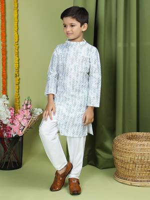 Tabard Cotton Full Sleeve Regular Fit Printed Kurta For Boys 3