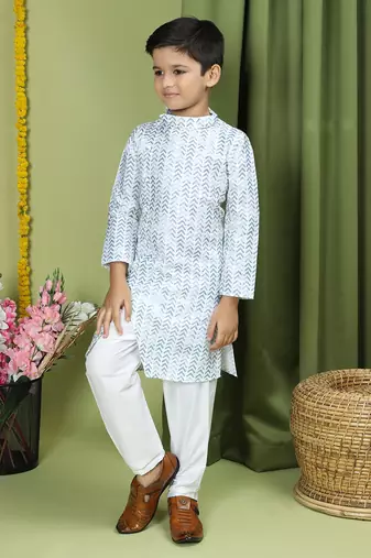 Tabard Cotton Full Sleeve Regular Fit Printed Kurta For Boys