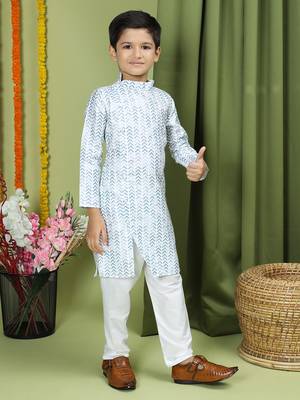 Tabard Cotton Full Sleeve Regular Fit Printed Kurta For Boys 5